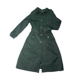 Ralph Lauren Women's Maxi Trench Long Sleeve Button Up Kelly Green Coat NWT Sm.